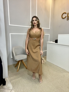 Vestido alfaiataria camel P na internet