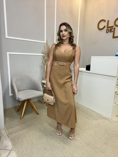 Vestido alfaiataria camel P - loja online