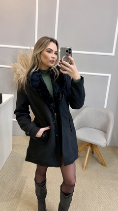 Casaco lã soft forrada preto G