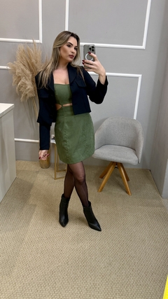 Vestido suede verde militar P