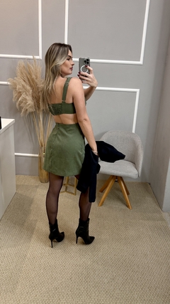 Vestido suede verde militar P na internet