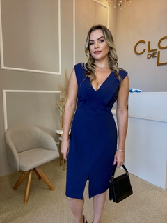 Vestido duplo power tubinho marinho - loja online