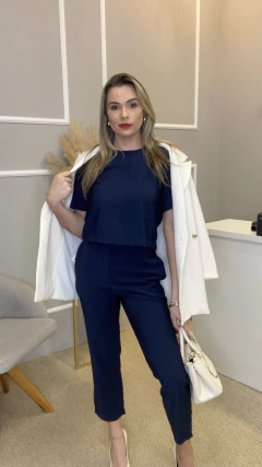 Conj social calça e blusa azul marinho - comprar online
