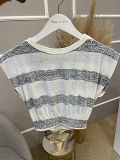 Blusa John John listras branca e cinza PP