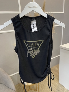 Blusa Gatabakana canelada preta