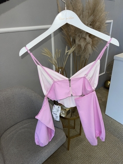 Blusa MYFT Cropped Bufante Rosa P - comprar online