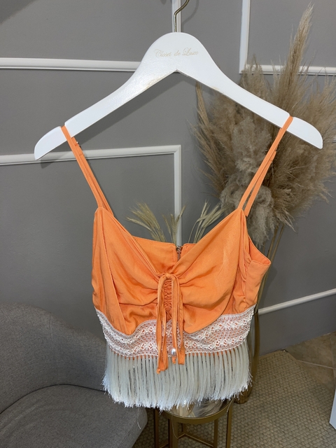 Cropped Gatabakana laranja franjas M