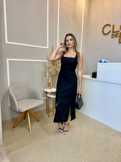Vestido linho acinturado preto na internet