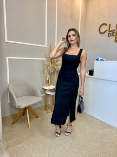 Vestido linho acinturado preto - comprar online