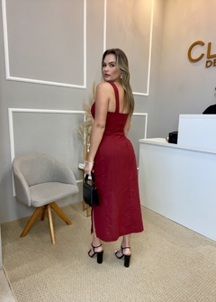 Vestido linho acinturado preto - Closet de Luxo