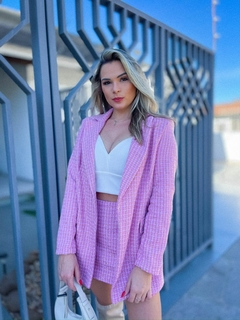 Blazer MYFT Alongado Xadrez Rosa P