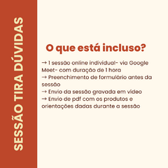 SESSÃO TIRA DÚVIDAS - comprar online