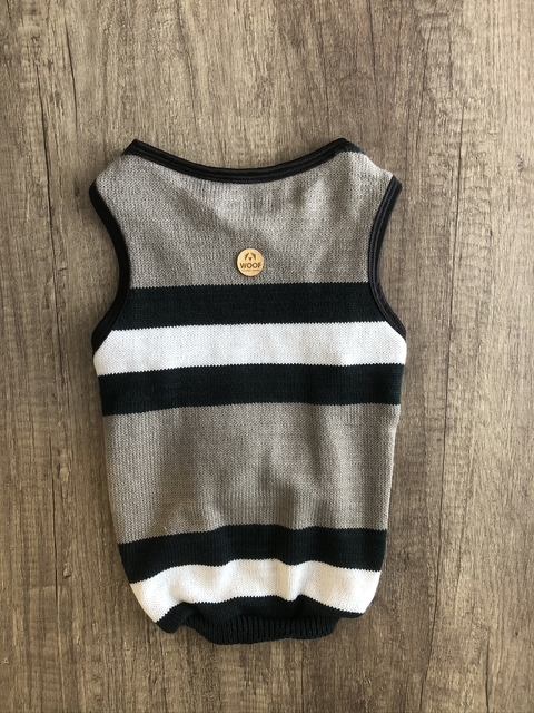 Sweater - Gris -Banda negro&blanco