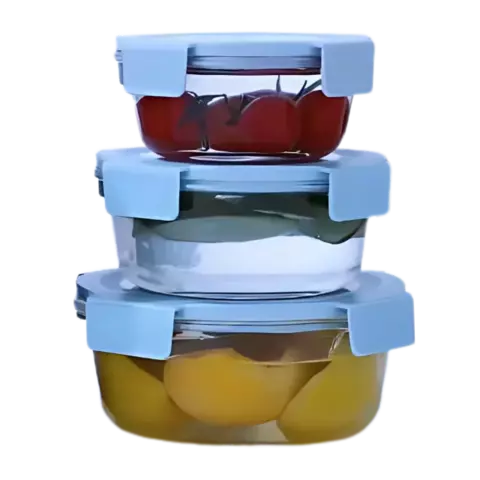 Set 3 herméticos redondos con tapa de plástico