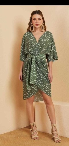 Vestido kimono com cinto