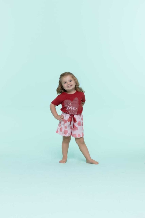 Pijama Bebe Corações Feminino 13277