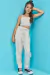 Conjunto de Top Cropped e Calça em Linho Fio Tinto 77461 Vic&Vicky