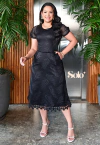 Vestido Midi Preto/Vermelho Moda Evangélica 40458 - comprar online