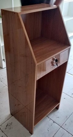 Balcão Caixa Com Recuo MDF Amadeirado Brilhante.Cód FLL1