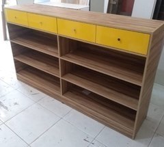 Balcão C/ Gavetas E Prateleiras MDF Nogueira E Amarelo Brilhante.Cód 774 - comprar online