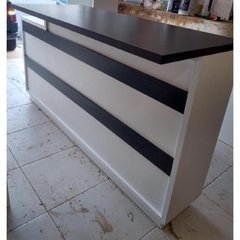 Balcão Para Cozinha Em MDF Branco E Detalhe Preto Com Porta De Correr.Cód CRO3 - comprar online