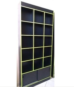 Armário colmeia MDF Preto com filete verde c/ duas porta de correr .cód VERDE2