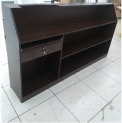 balcão atendimento MDF Tabaco com gaveta e mesa teclado.cód BTGMM