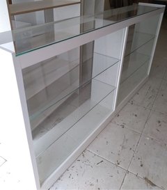 Balcão Mdf Branco Vitrine Com Vidro - comprar online