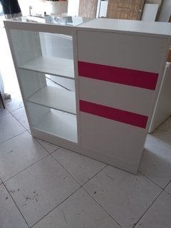 Balcão Caixa MDF Branco E Vitrine.Cód Blcv na internet