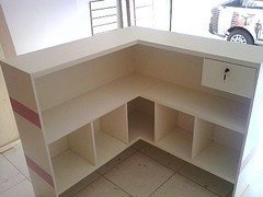 Imagem do Balcão Em L MDF Branco Com Colmeia Ref: 257