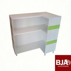 Balcão em L MDF branco sem gaveta faixa verde na internet
