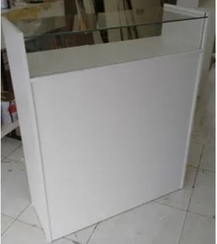 Balcão Caixa MDF Branco Com Vidro Superior - Ref 40922 - comprar online