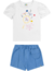 CONJ. BLUSA MANGA PRINCESA E POMPOM E SHORTS MOLECOTTON JEANS - BRANCO