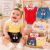 Conjunto Body Gola Boneca Bordado e Shorts Frufru Clochard Cotton Jeans