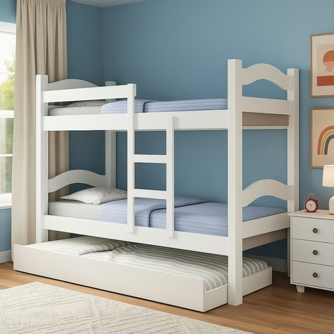 Treliche em MDF Absolut a Pronta Entrega com Cama Auxiliar Lara, Escada e Proteção Lateral Para Colchão 0,88 - J&A Móveis - comprar online