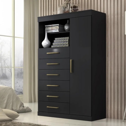 Cômoda Multiuso Alta com 1 Porta Sapateira Marajá e 6 Gavetas a Pronta Entrega - Quarta Divisão - comprar online