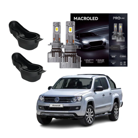 COMBO ACTUALIZACIÓN VW AMAROK (2010-2014): KIT LED H7 PRO CANBUS 65W MACROLED DOBLE COBRE + TAPAS EXTENDIDAS CON O-RINGS