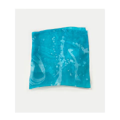 Lenço de seda pintado à mão turquesa - comprar online