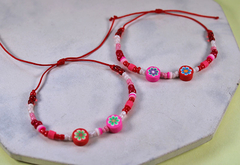 Pulsera flores rojas - picaresca accesorios