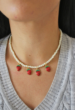 Collar perlas de fresa - tienda online