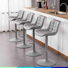 Banqueta Ecocuero Respaldo Continuo BAN009 (Gris)
