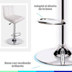 Banqueta Ecocuero Respaldo Alto Capitoné (Blanco)