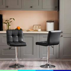 Banqueta Ecocuero Respaldo Alto Capitoné (Negra) en internet