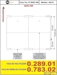 Etiqueta Tag para confecção 50mm x 75mm/02C- 00507.000