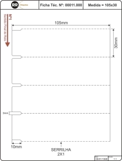 Etiqueta RR Termo 105x30 TAG Termo Rolo 30 metros - 00011.000
