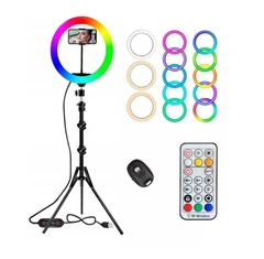 ARO LED / ARO DE LUZ 26 CM RGB - TRIPODE 2M