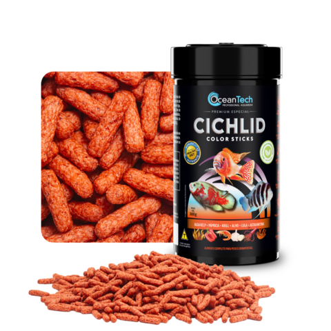 Ração Ocean Tech Cichlid Color Sticks 300g