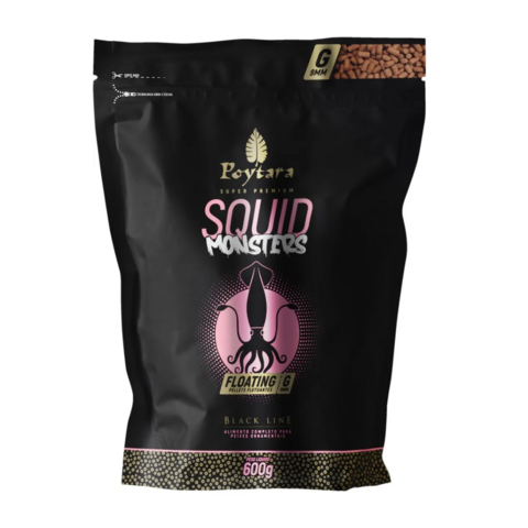 Ração Poytara Black Line Squid Monsters Floating G 600g