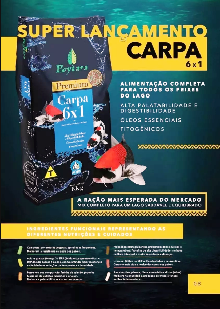Ração Poytara Carpa Mix 6x1 - 6Kg