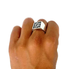 Anel De Prata 925 Estrela De Davi Masculino - Pratadafabrica I Atacado e Varejo de joias I Em prata 925 